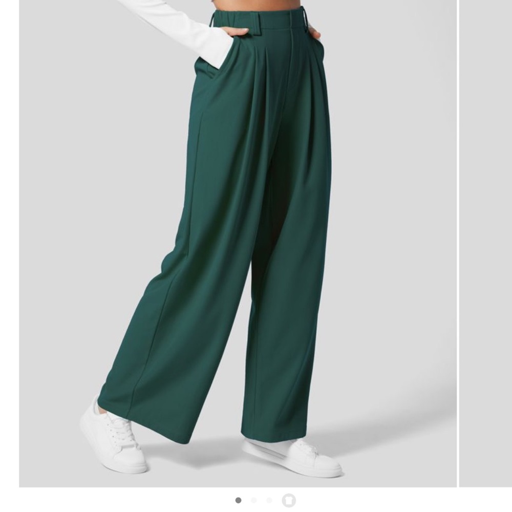 Elegant Green Wide-Leg Pants